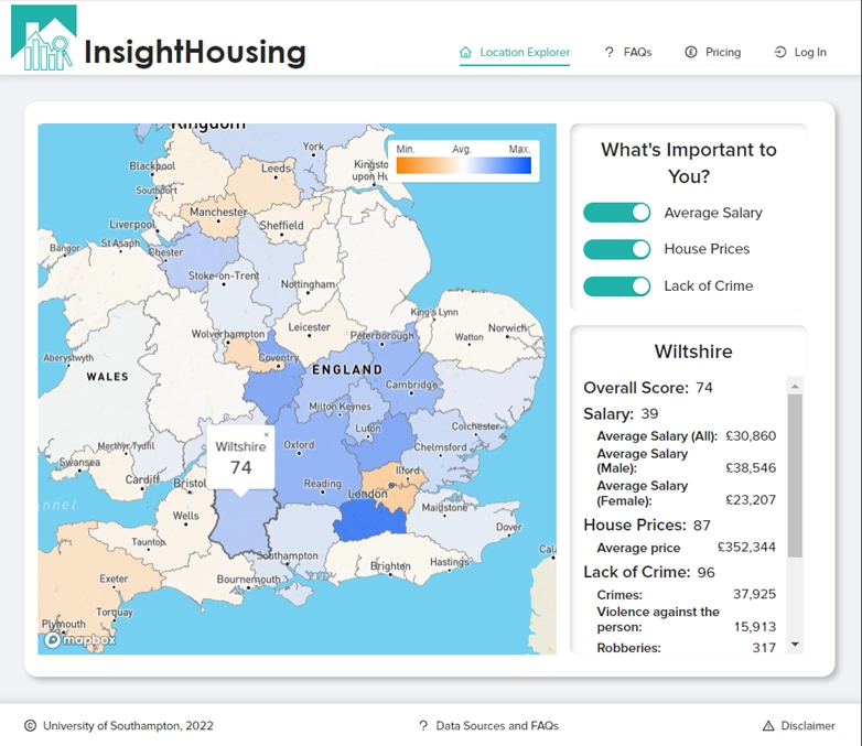 Screenshot of the InsightHousing application